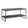 Dark Grey Wash Coffee Table with Black Metal Base- Industrial