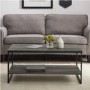 Dark Grey Wash Coffee Table with Black Metal Base- Industrial