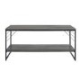 Dark Grey Wash Coffee Table with Black Metal Base- Industrial