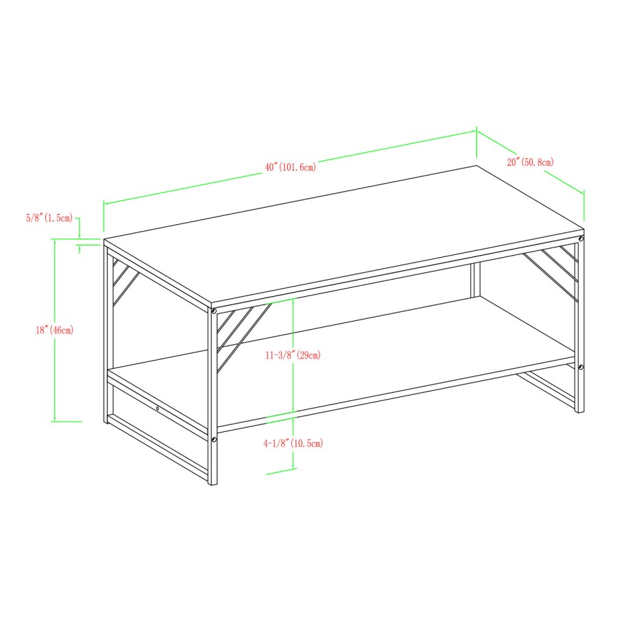 Dark Grey Wash Coffee Table with Black Metal Base- Industrial