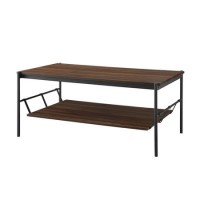 Dark Walnut Coffee Table with Industrial Black Metal Legs Dark Walnut Coffee Table with Industrial Black Metal Legs