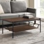 Dark Walnut Coffee Table with Industrial Black Metal Legs
