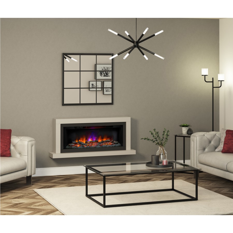 Anthracite Wall Mounted Log Effect Electric Fireplace Suite - Be Modern Elyce