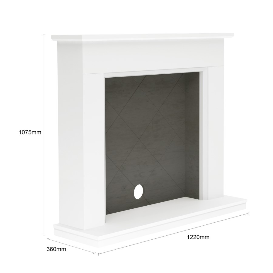 Grey Freestanding Fireplace Suite With Grey Electric Stove with Flue - Be Modern Kingsbridge 