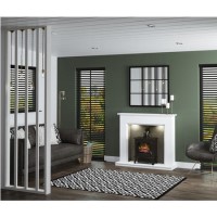 48" Kingsbridge Surround With Black Electric Stove and Flue