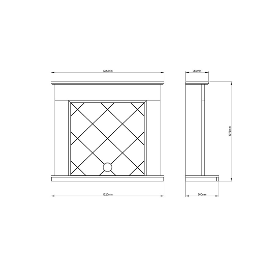 48" Kingsbridge Surround With Black Electric Stove and Flue
