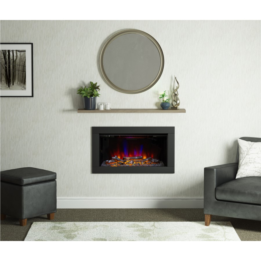 Avella Wall Inset Electric Fire Matt Black