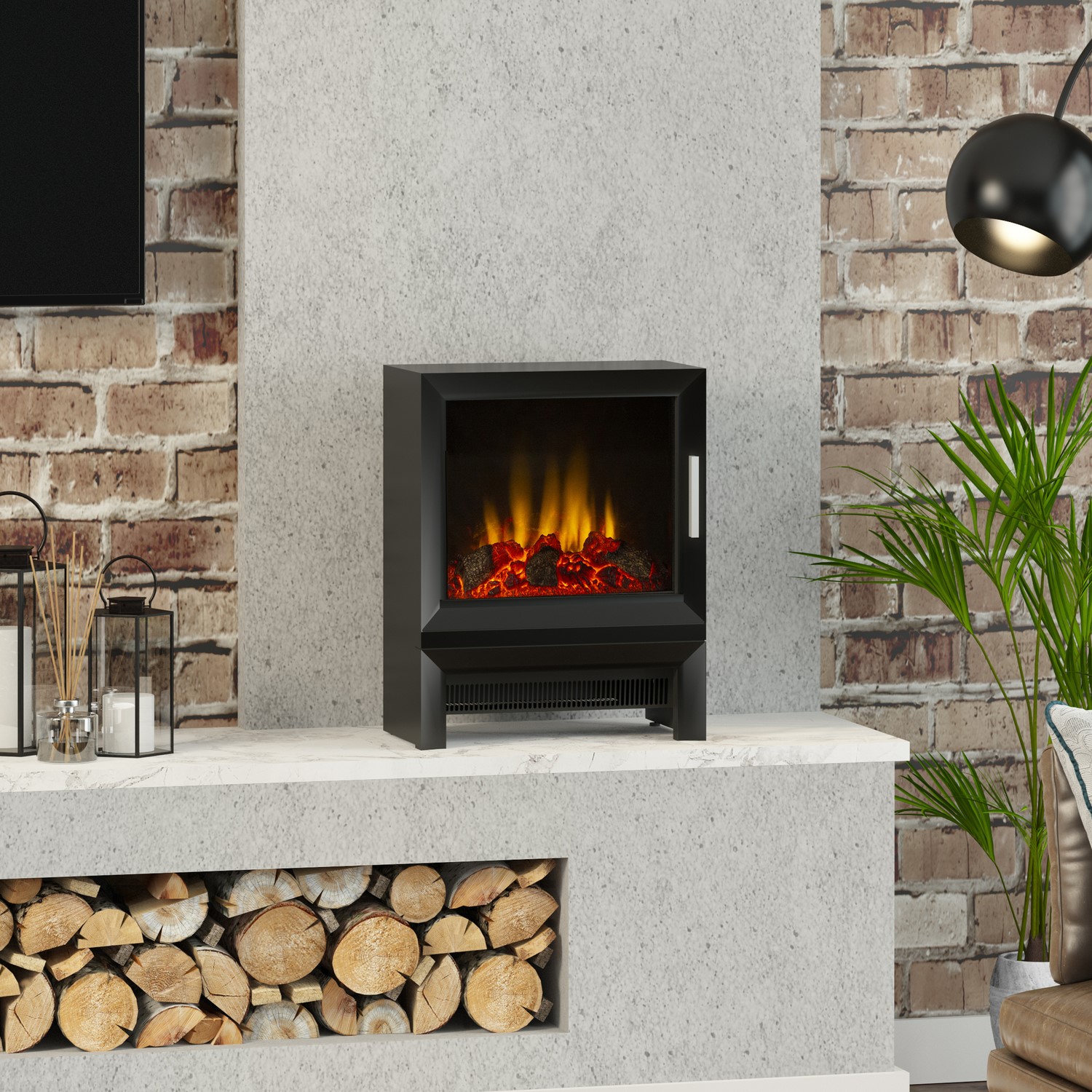 Photo of Be modern black freestanding electric stove fire - qube