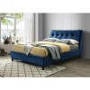 Amaya Buttoned Pillow Headboard King Size Bed In Blue