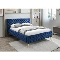 Paislee Buttoned headboard and Frame King Size bed in Blue