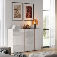White Extra Large Sideboard Doors with Navarra Oak Top