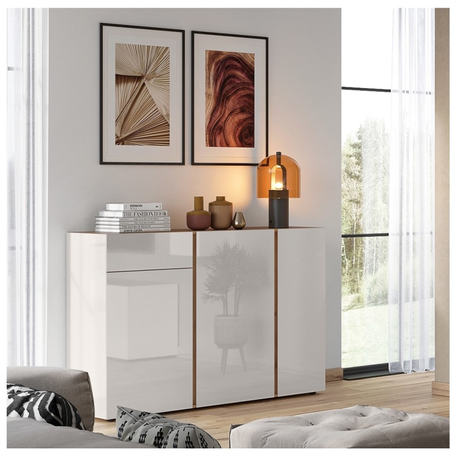 White Extra Large Sideboard Doors with Navarra Oak Top