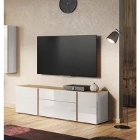 White High Gloss & Wood TV Unit White High Gloss & Wood TV Unit