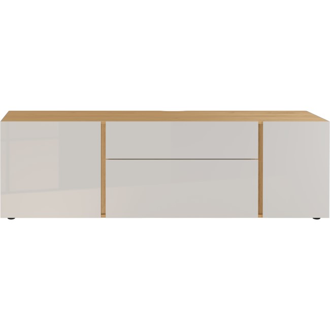 White High Gloss & Wood TV Unit