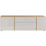 White High Gloss & Wood TV Unit
