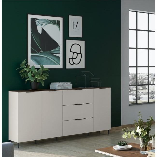 Extra Large White Sideboard with 3 Cupboards & 3 Drawers