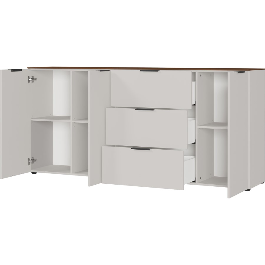 Extra Large White Sideboard with 3 Cupboards & 3 Drawers