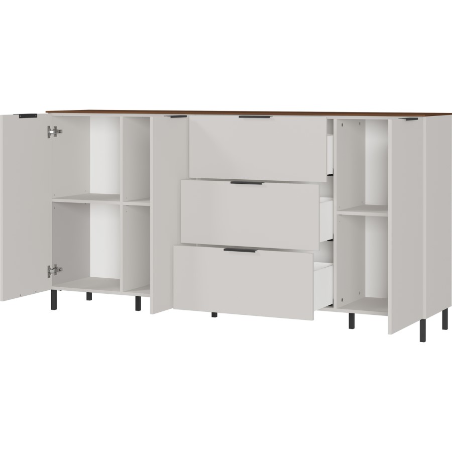 Extra Large White Sideboard with 3 Cupboards & 3 Drawers
