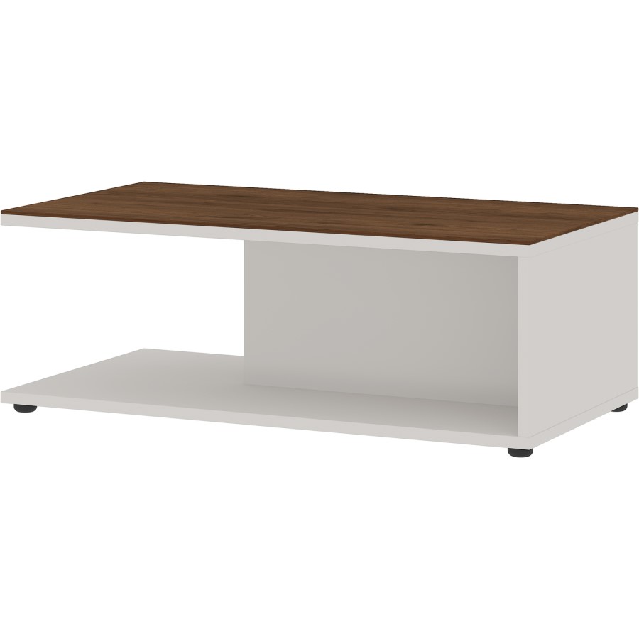 California White Gloss Coffee Table with Wood Top