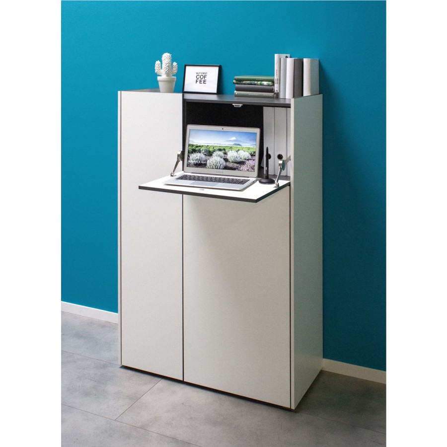Veluva White & Grey Tall Drinks Cabinet