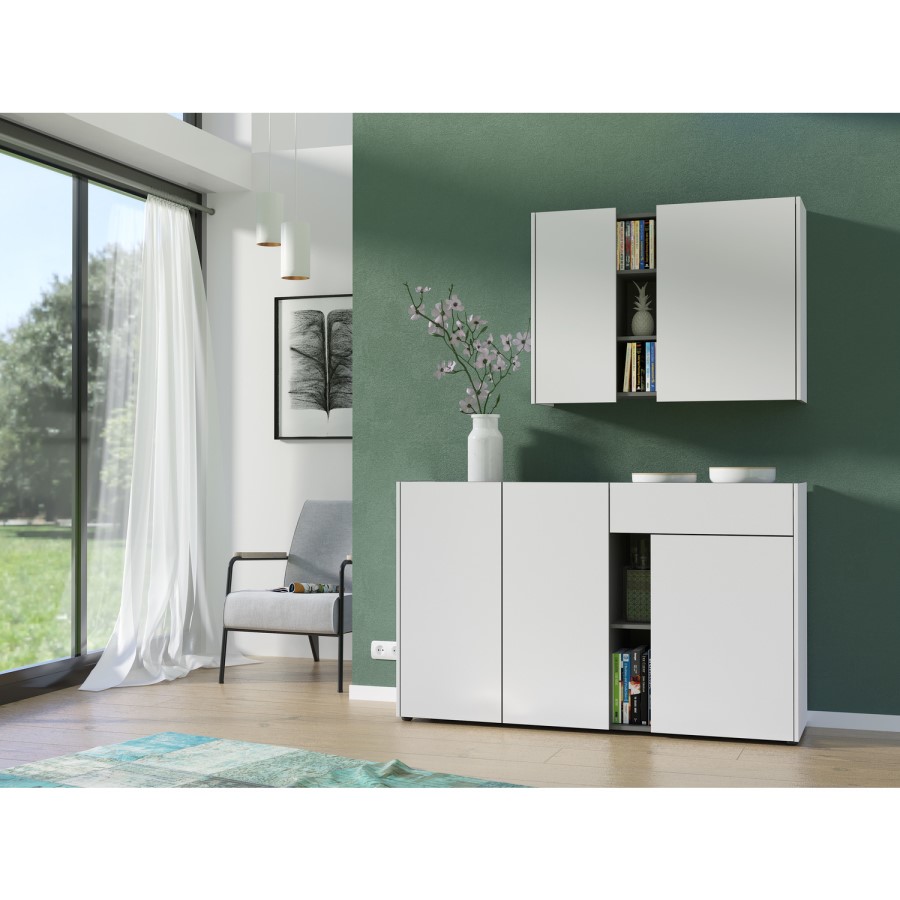 Veluva White & Grey Display Cabinet