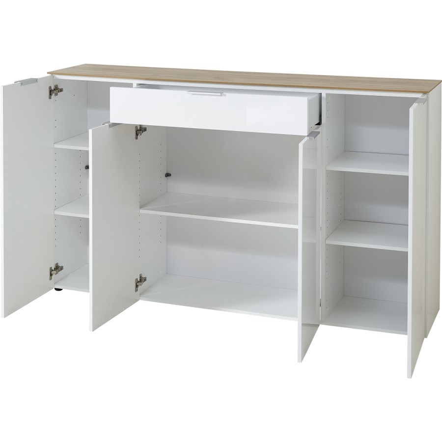 Extra Large 4 Door Sideboard - Cetano White & Wood