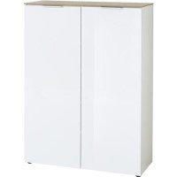 Cetano White Gloss Shoe Cabinet with Oak Top