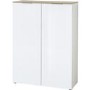 Cetano White Gloss Shoe Cabinet with Oak Top