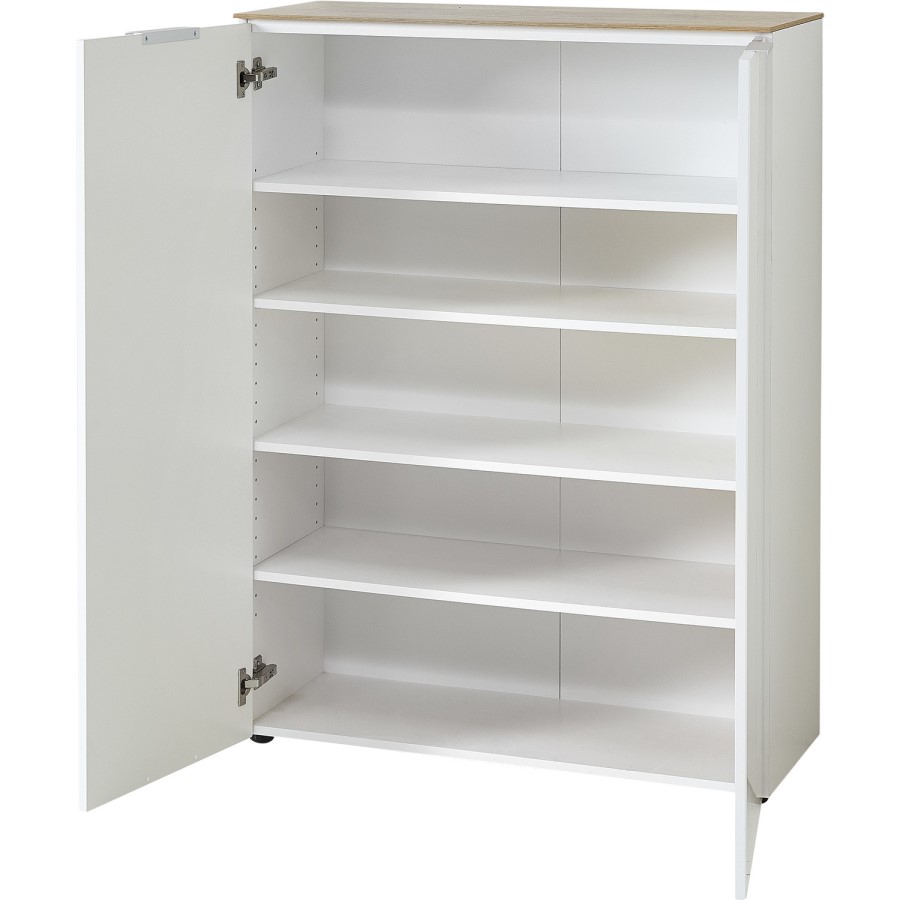 Cetano White Gloss Shoe Cabinet with Oak Top