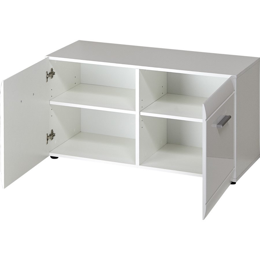 Adana White Shoe Bench with 4 Shelves