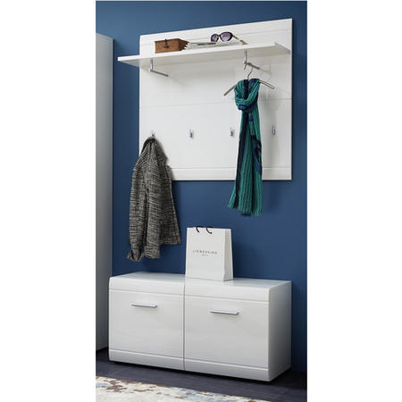 Adana White Shoe Bench with 4 Shelves