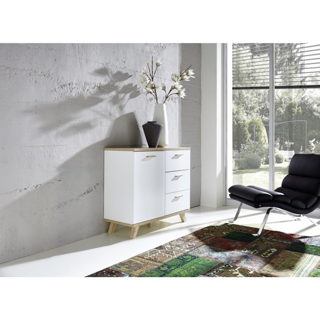 Osolo White & Wooden Small Sideboard