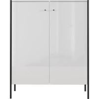 Parenzo White Gloss Shoe Cabinet with 10 Shelves