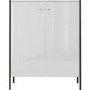 Parenzo White Gloss Shoe Cabinet with 10 Shelves