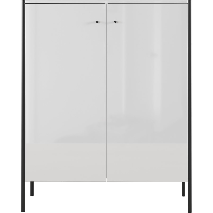 Parenzo White Gloss Shoe Cabinet with 10 Shelves