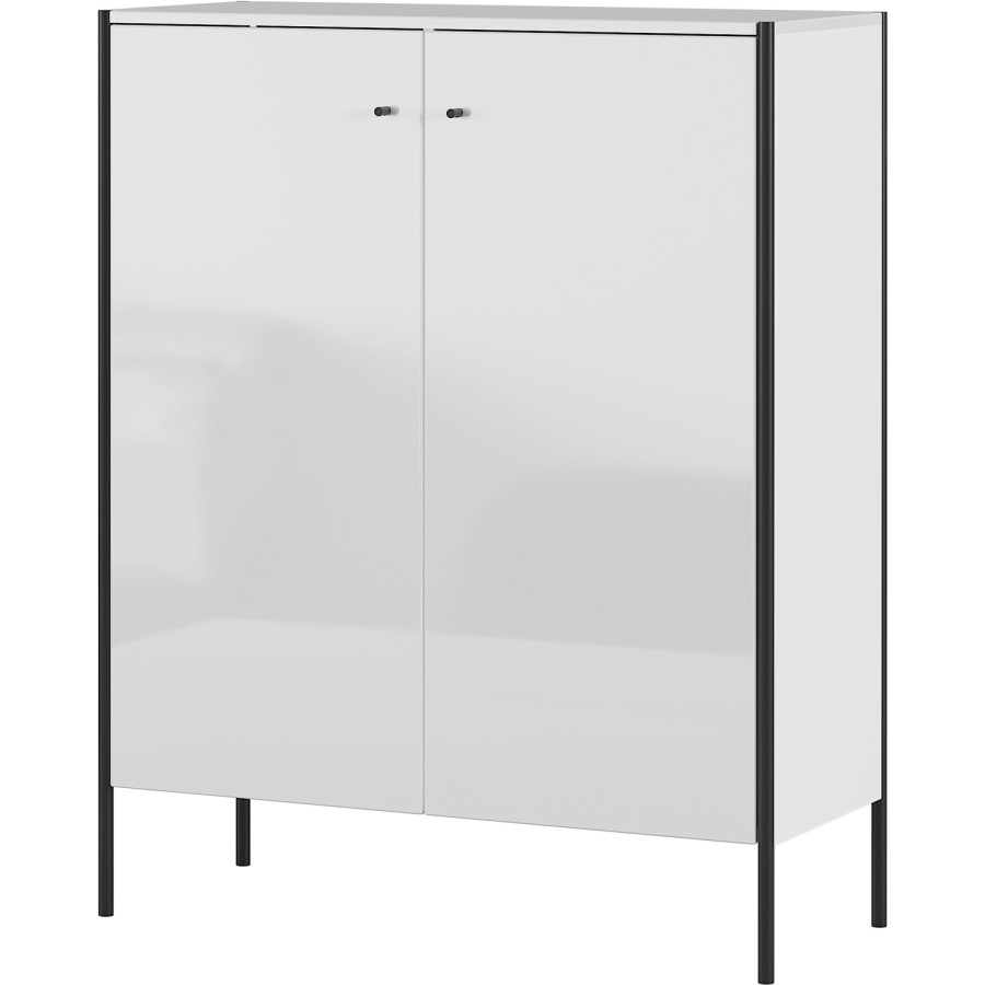 Parenzo White Gloss Shoe Cabinet with 10 Shelves