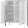 Parenzo White Gloss Shoe Cabinet with 10 Shelves