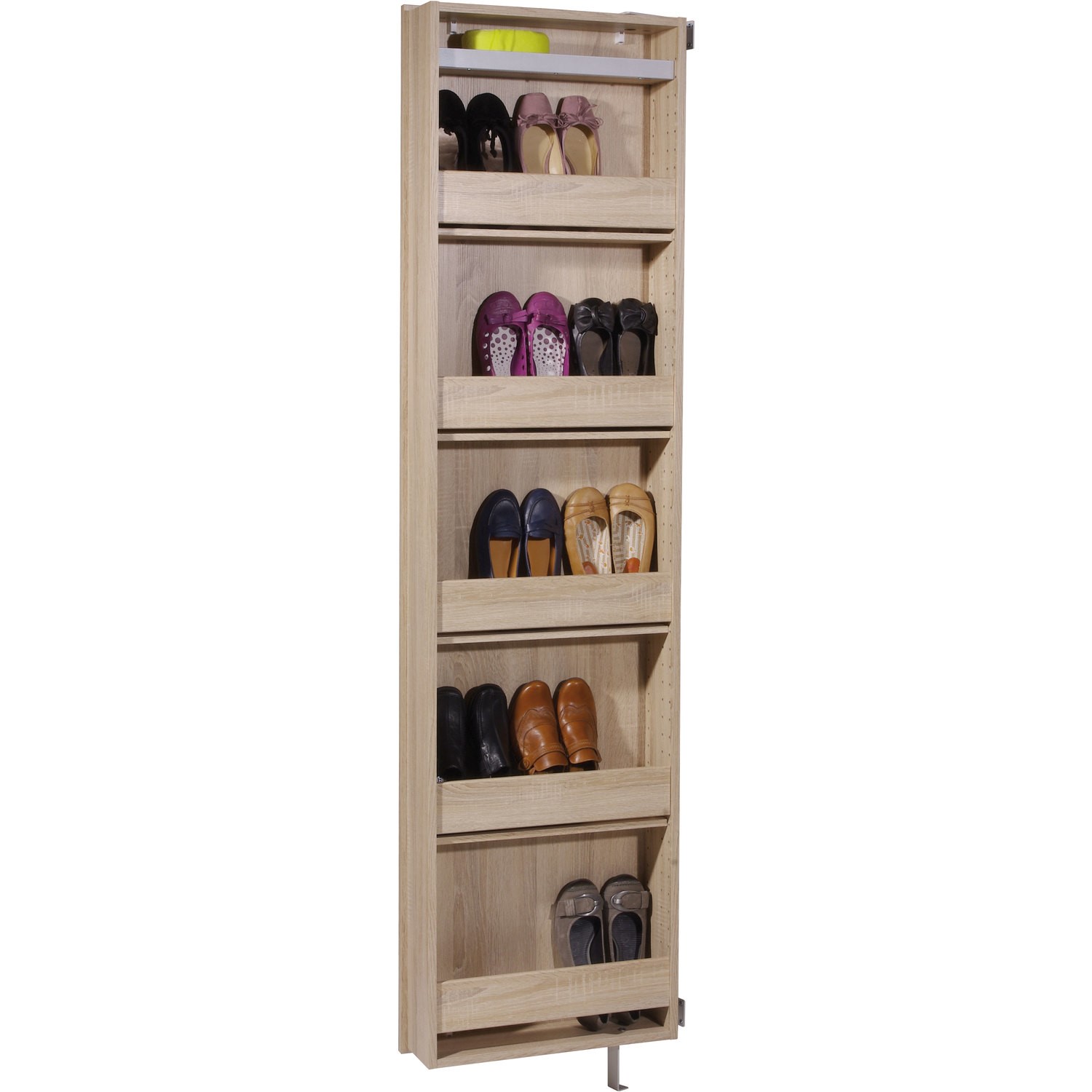 Rotary Mirrored Oak Shoe Cabinet - Furniture123
