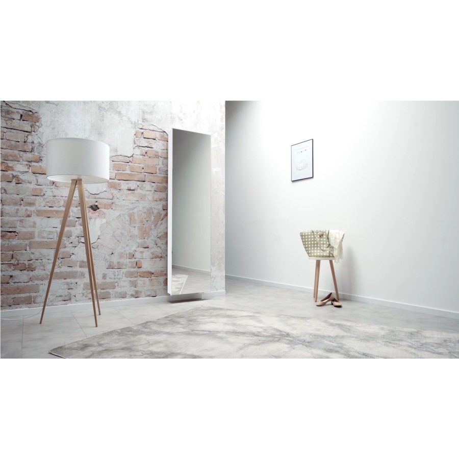 Rotary Long White Shoe Cabinet with Mirror