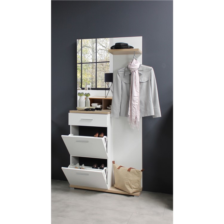 White Tall Hallway Unit with Coat Hooks