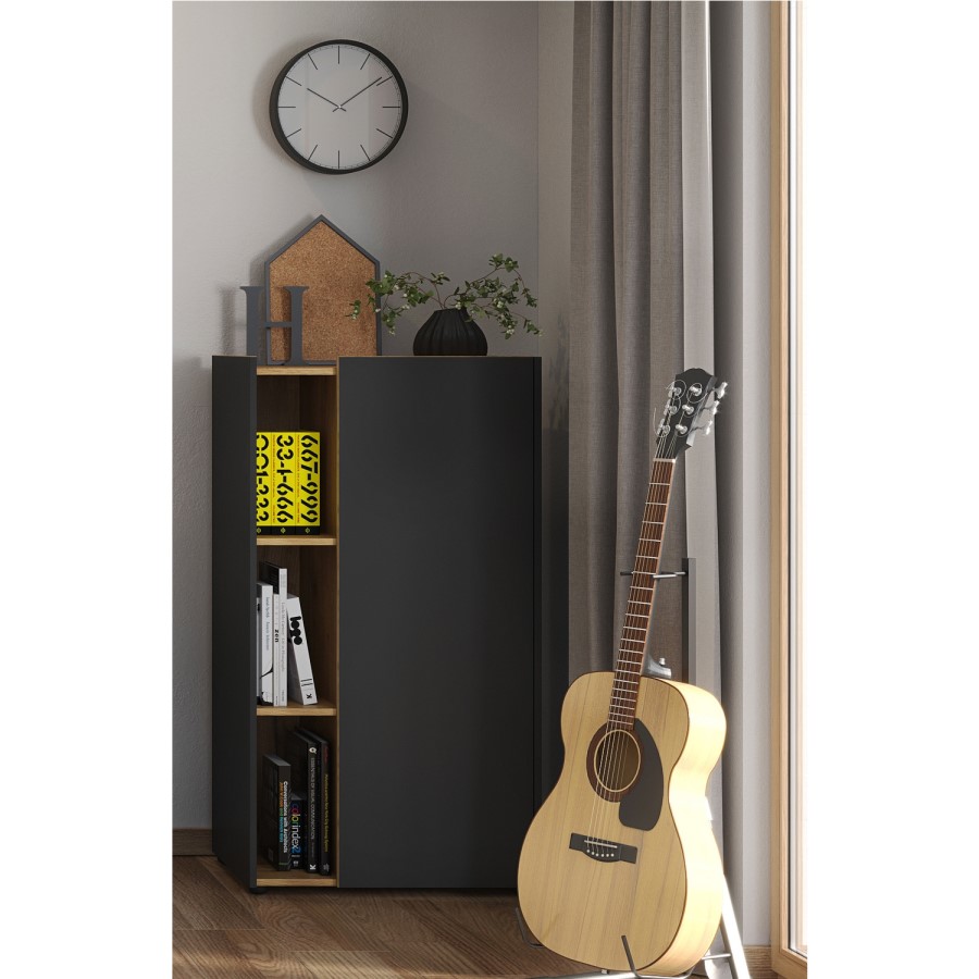 Austin Grey Display and Storage Cabinet with Shelves