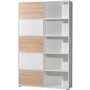 White and Oak Large Display Cabinet with sliding Doors 