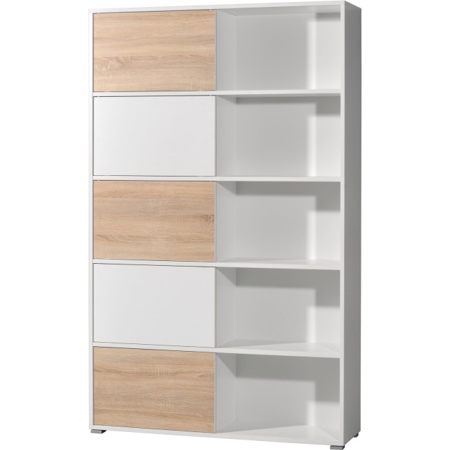 White and Oak Large Display Cabinet with sliding Doors 