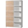 White and Oak Large Display Cabinet with sliding Doors 