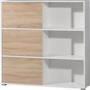 White and Oak Low Display Cabinet with sliding doors