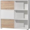 White and Oak Low Display Cabinet with sliding doors