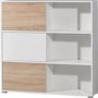 White and Oak Low Display Cabinet with sliding doors