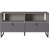Mamiko Small Grey TV Unit with 2 Drawers &amp; Open Shelves