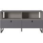 Mamiko Small Grey TV Unit with 2 Drawers & Open Shelves