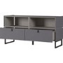 Mamiko Small Grey TV Unit with 2 Drawers & Open Shelves